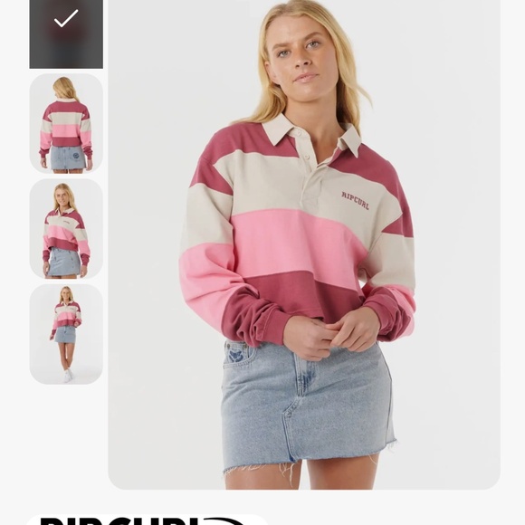Rip Curl NWT - Cropped Rugby Top - Pink - S - Picture 3 of 3